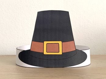 Pilgrim paper hat crown Thanksgiving costume craft template for kids