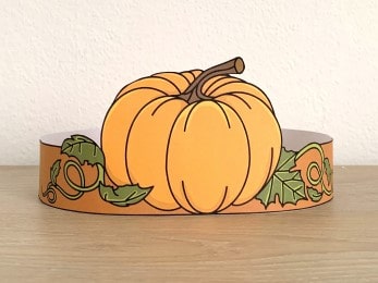 Pumpkin paper hat crown fall costume craft printable template for kids