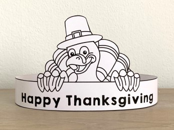 Thanksgiving paper crown costume coloring craft printable template for kids