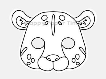 Leopard jaguar paper mask jungle safari animal coloring craft activity for kids
