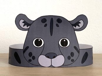 black jaguar panther paper crown headband printable jungle cat wild animal craft activity for kids