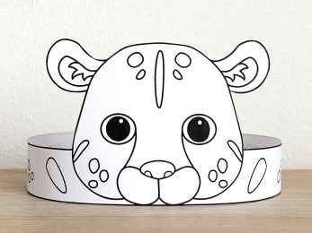 leopard paper crown headband printable coloring jungle cat wild animal craft activity for kids