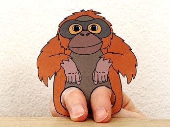 orangutan finger puppet template printable Asian animal craft activity for kids