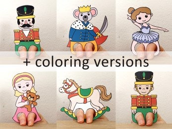 Nutcracker finger puppet printable Nutcracker paper coloring craft for kids