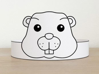 Groundhog Day crown printable winter spring template paper coloring craft for kids