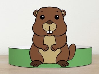 Groundhog Day crown printable winter spring template paper craft for kids