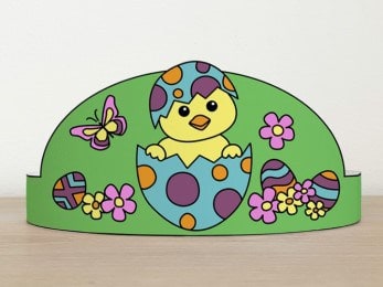 Easter chick eggs paper crown printable craft Spring Easter for kids