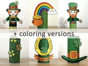 St. Patrick's Day toilet paper printable Leprechaun Shamrock craft for kids