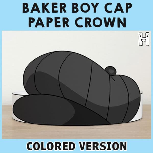 Baker boy cap paper crown printable costume craft for kids