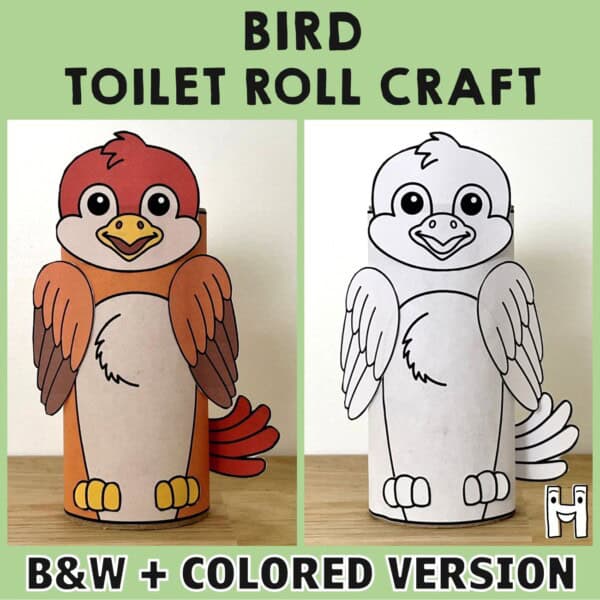 Bird toilet paper roll craft forest woodland printable coloring decoration template for kids