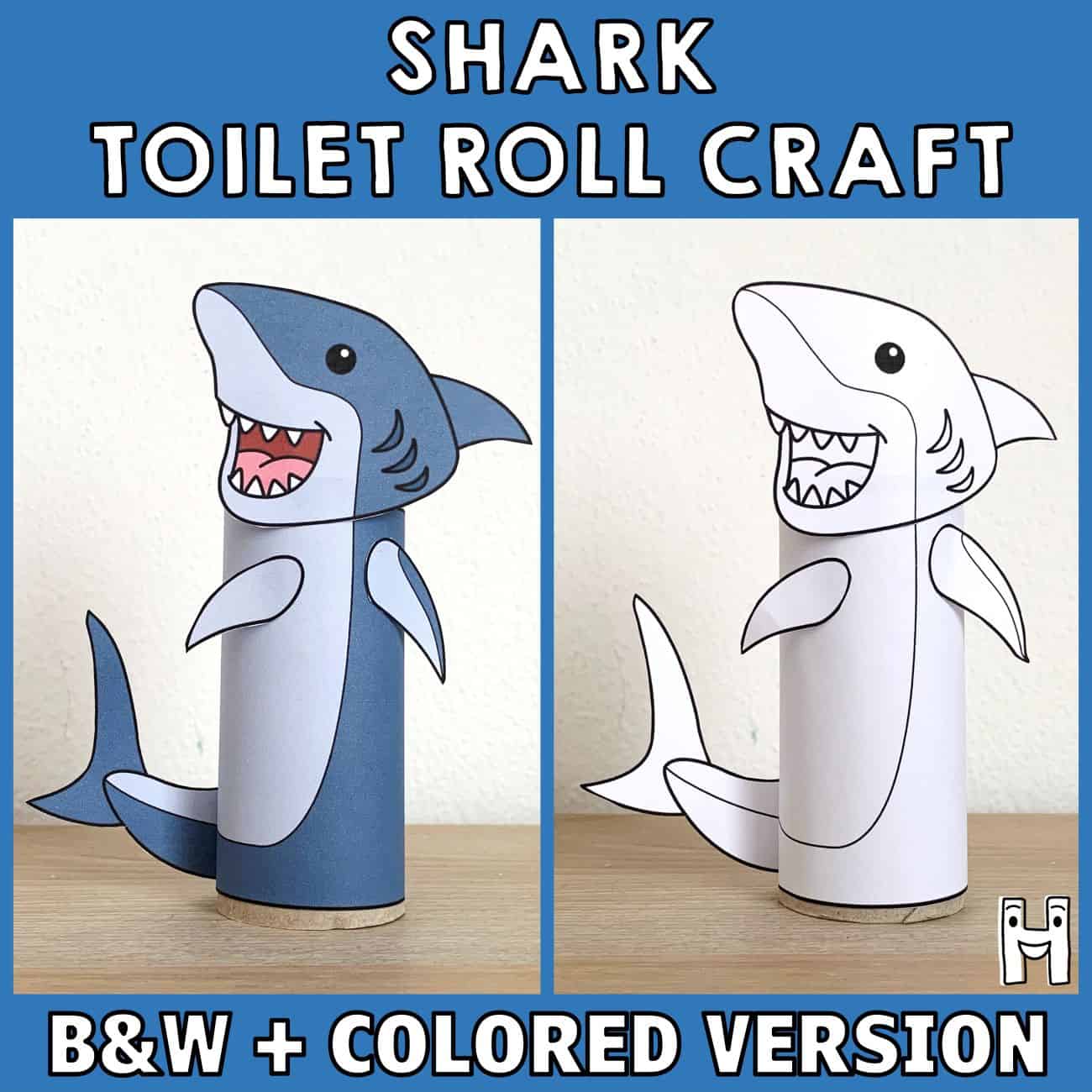 shark toilet paper roll craft ocean sea animal printable coloring decoration template for kids
