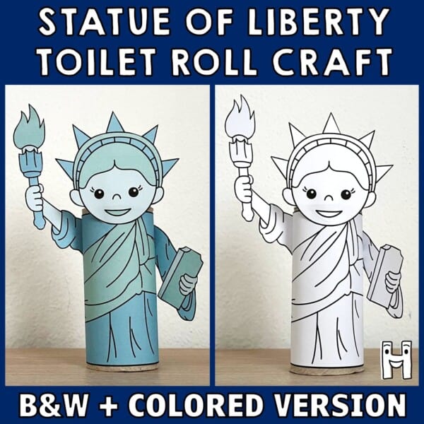 Statue of Liberty toilet paper printable coloring craft for kids