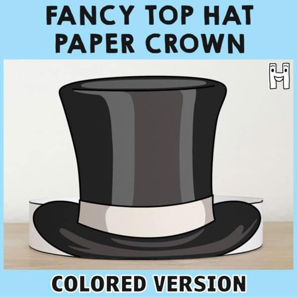 Top hat paper crown printable costume craft for kids