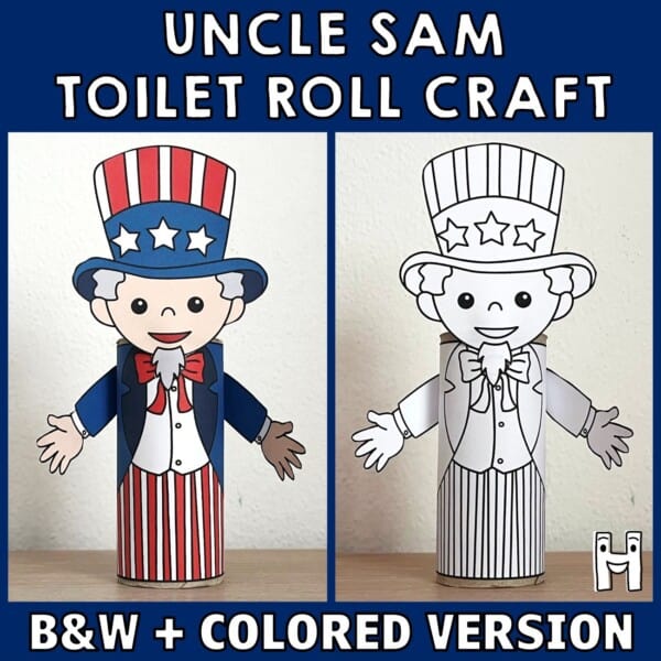 Uncle Sam toilet paper printable coloring craft for kids