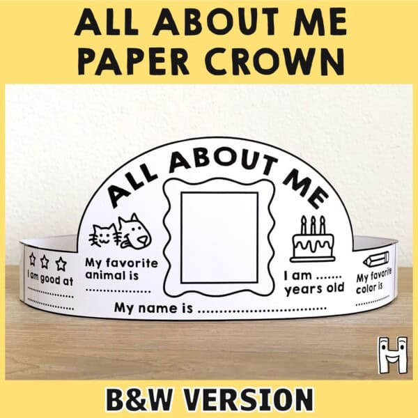 All about me paper crown headband coloring craft activity for kids
