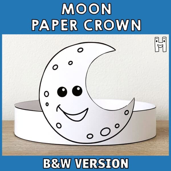 Moon paper crown printable coloring costume craft activity for kids