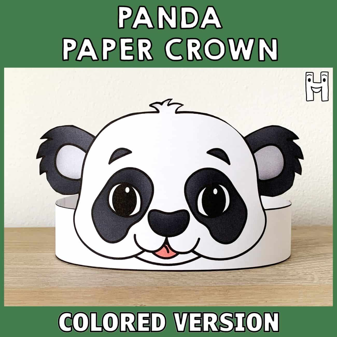 Panda crown printable template paper craft for kids