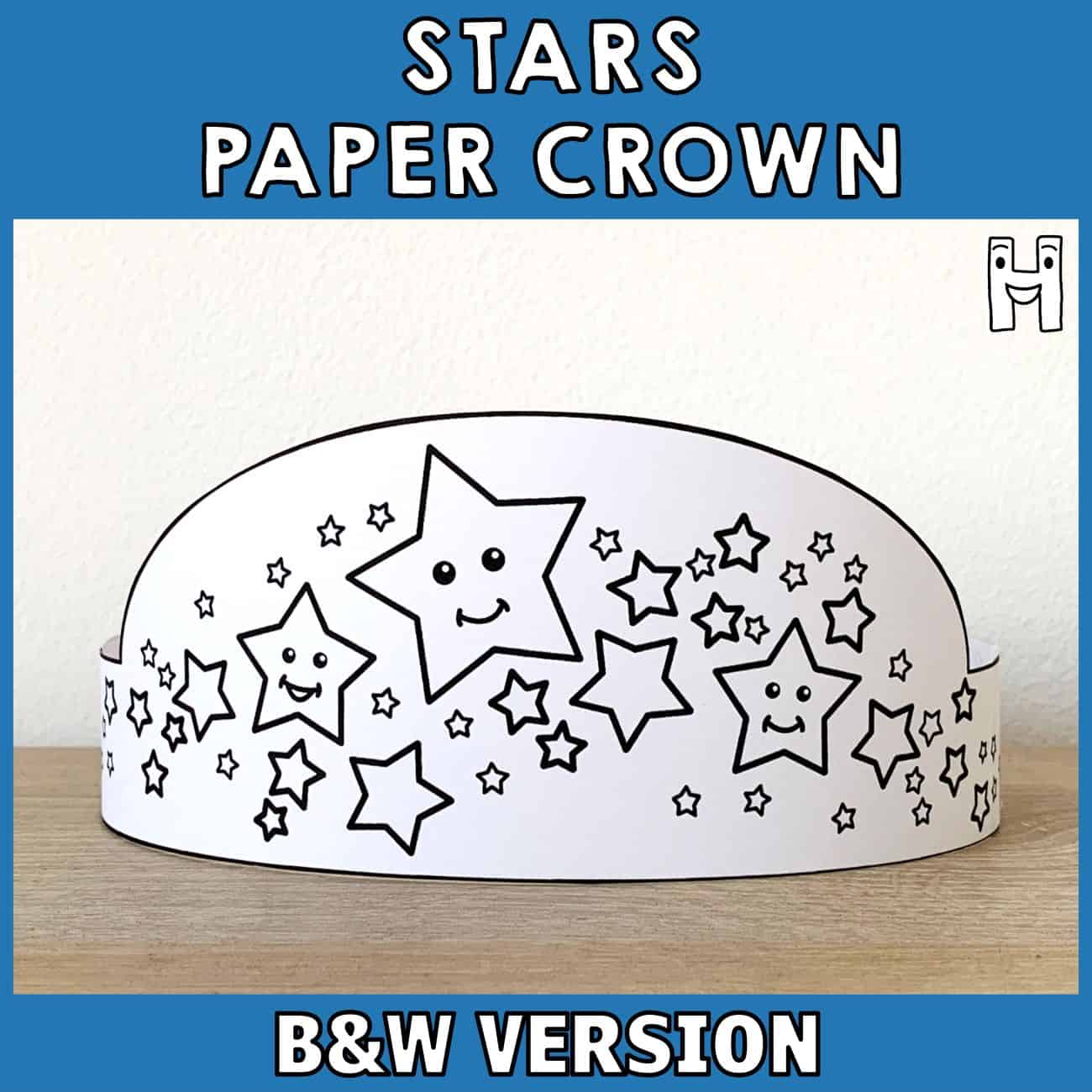 Stars paper crown printable coloring costume craft activity for kids