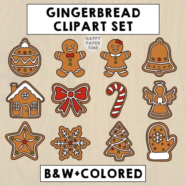 gingerbread man cookies clipart set bundle png files christmas
