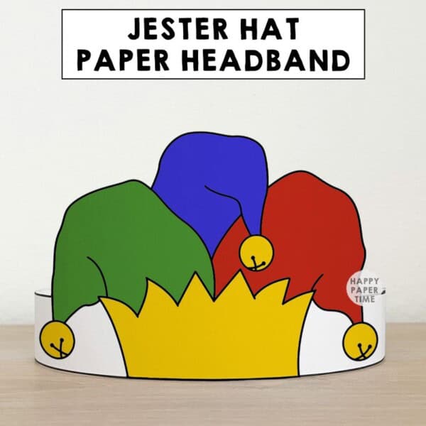 Jester clown hat paper crown printable party costume activity for kids
