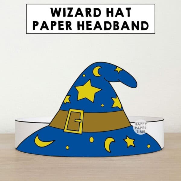 Wizard hat paper crown headband printable party costume activity for kids