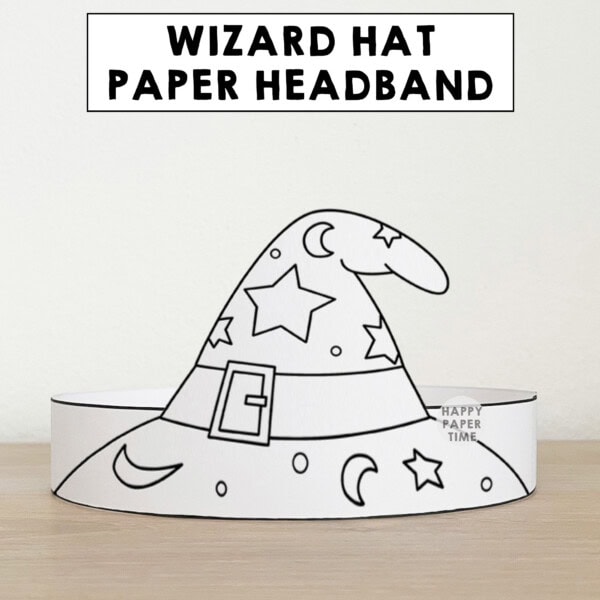 Wizard hat paper crown printable party coloring activity for kids