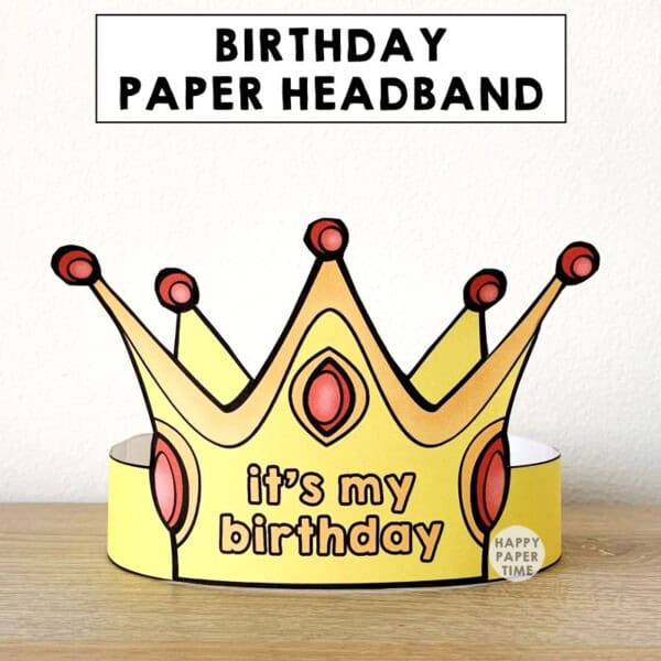 Birthday crown printable template paper craft for kids