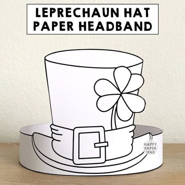 Leprechaun paper hat headband printable coloring St. Patrick's Day craft activity for kids
