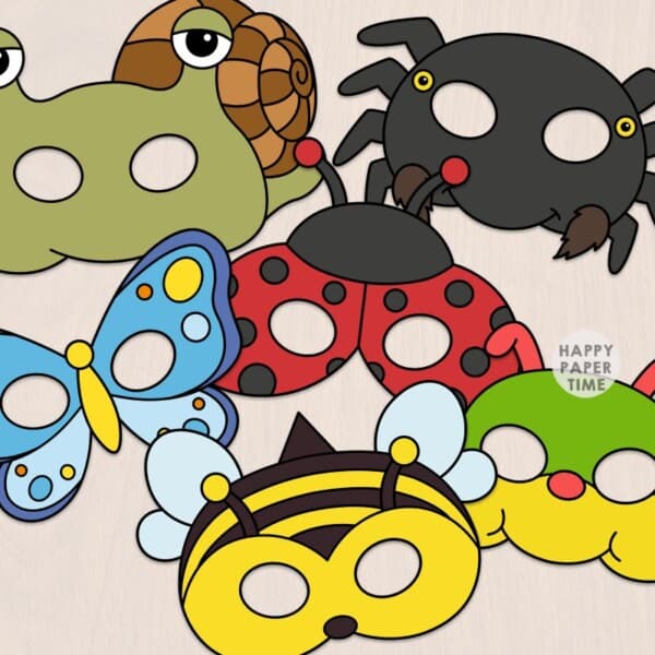bugs and insects masks paper template printable craft activity for kids