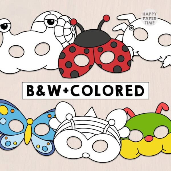 bugs and insects masks paper template printable craft activity for kids