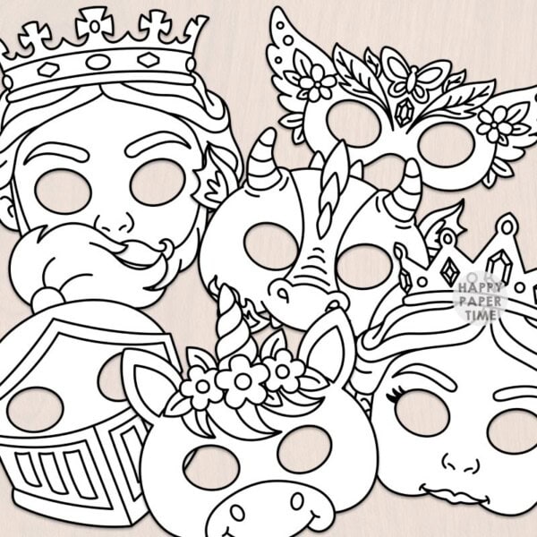 fairy tale masks paper template printable craft activity for kids