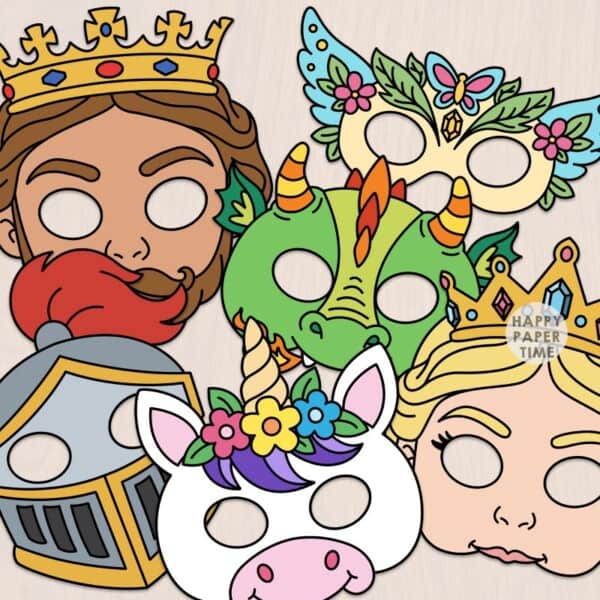 fairy tale masks paper template printable craft activity for kids
