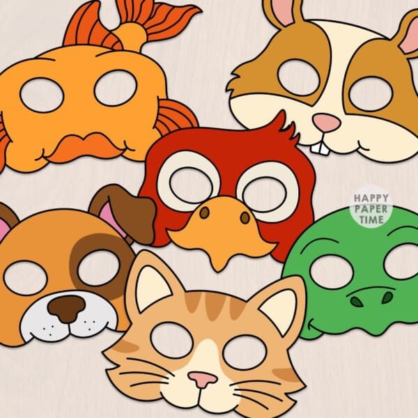pet animals masks paper template printable craft activity for kids