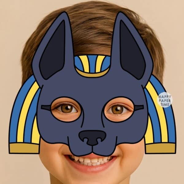 Anubis mask paper template printable craft activity costume for kids