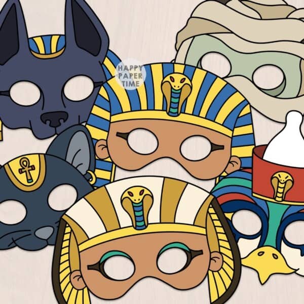 Ancient Egypt masks paper template printable craft activity for kids