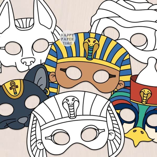 Ancient Egypt masks paper template printable craft activity for kids