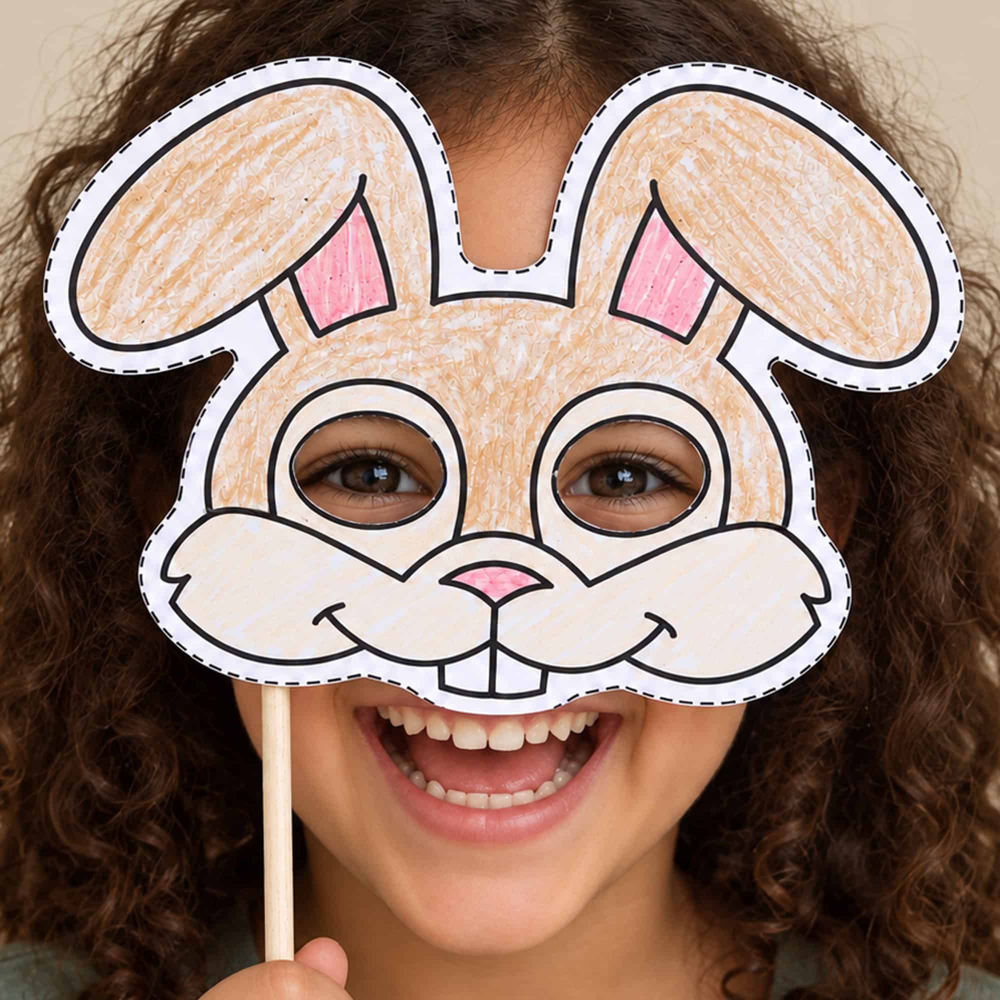 bunny mask paper template printable craft activity for kids
