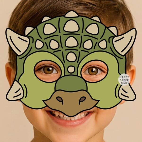 dinosaur mask paper printable craft activity for kids