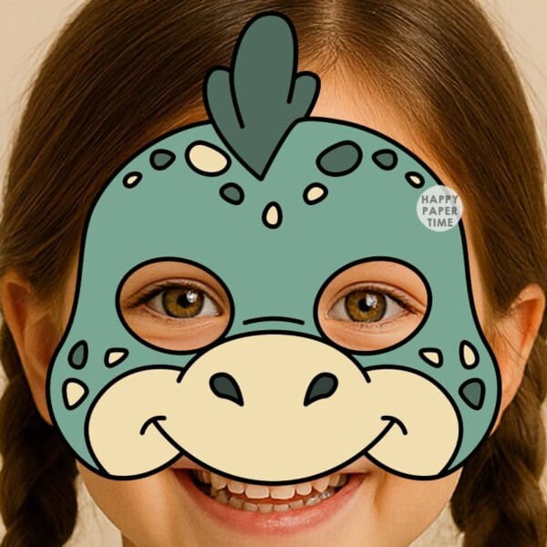 dinosaur mask paper printable craft activity for kids
