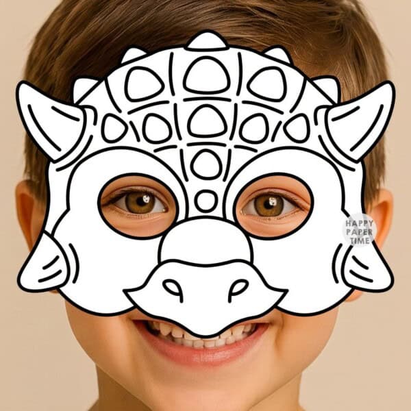 dinosaur mask paper template printable craft coloring activity