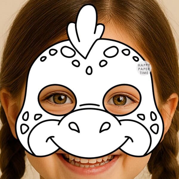 dinosaur mask paper template printable craft coloring activity