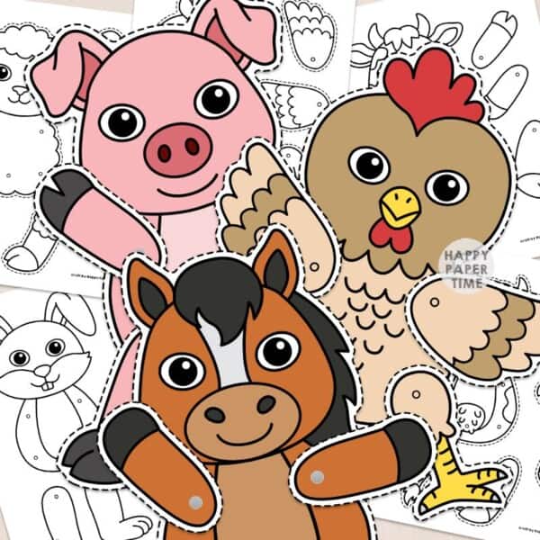 farm animals paper puppets articulated toys kids crafts