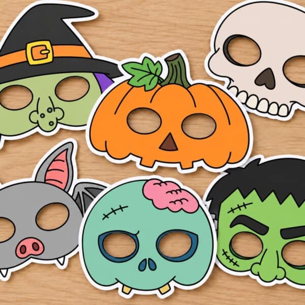 Halloween masks paper template printable craft activity costume for kids