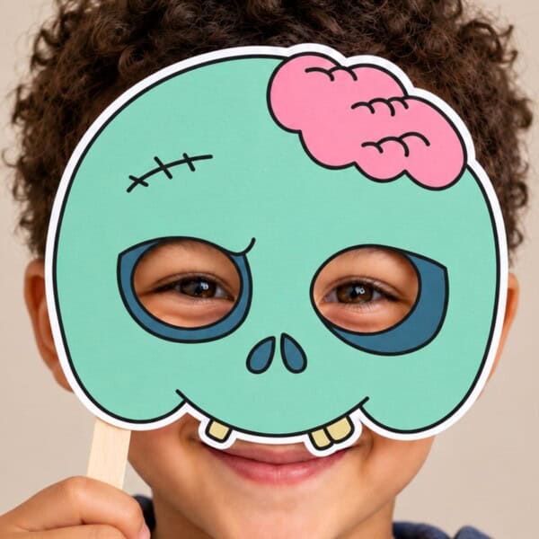 zombie mask paper printable craft costume activity for kids