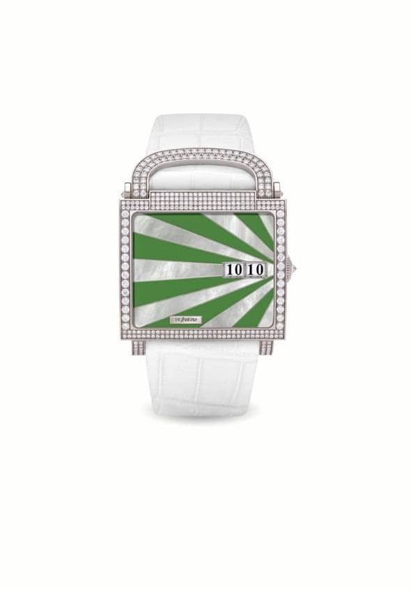 Green Light: DeLaneau Rectangular Dôme Sunrays Watch