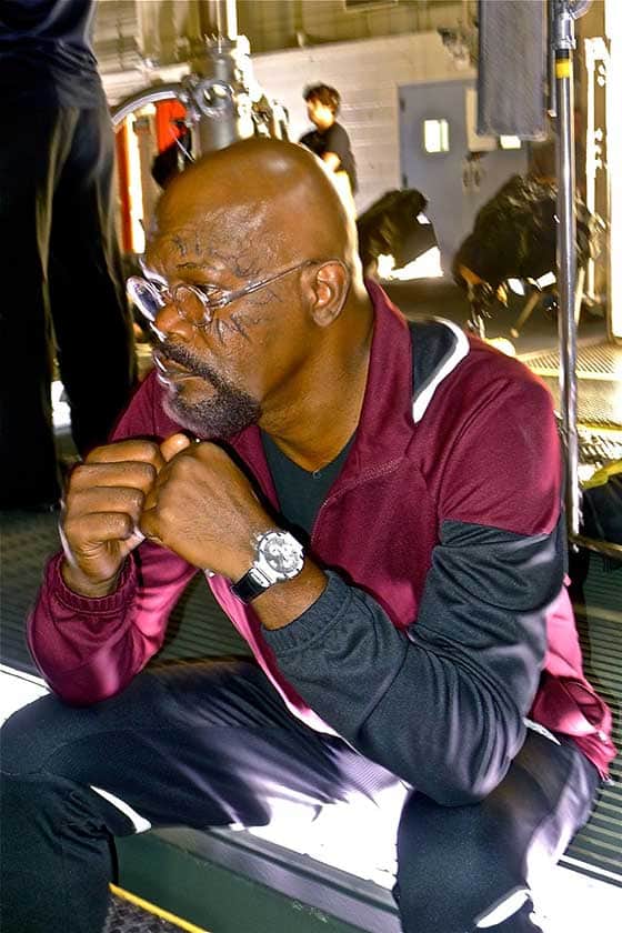 Celebrity Corner: Samuel Jackson sporting a Piaget Polo 43mm Chronograph during the movie Avengers