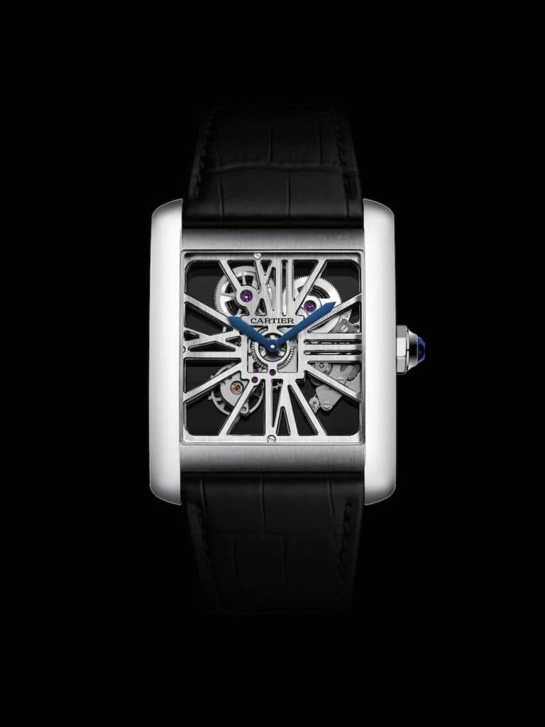 Cartier Tank MC: Skeleton Palladium Close Up