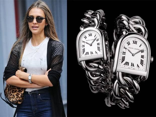 Jessica Alba Spotted Wearing Ralph Lauren Stirrup Steel Link