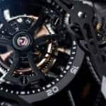 Roger Dubuis Excalibur Spider Skeleton Flying Tourbillon watch SIHH 2015 close up tourbillon