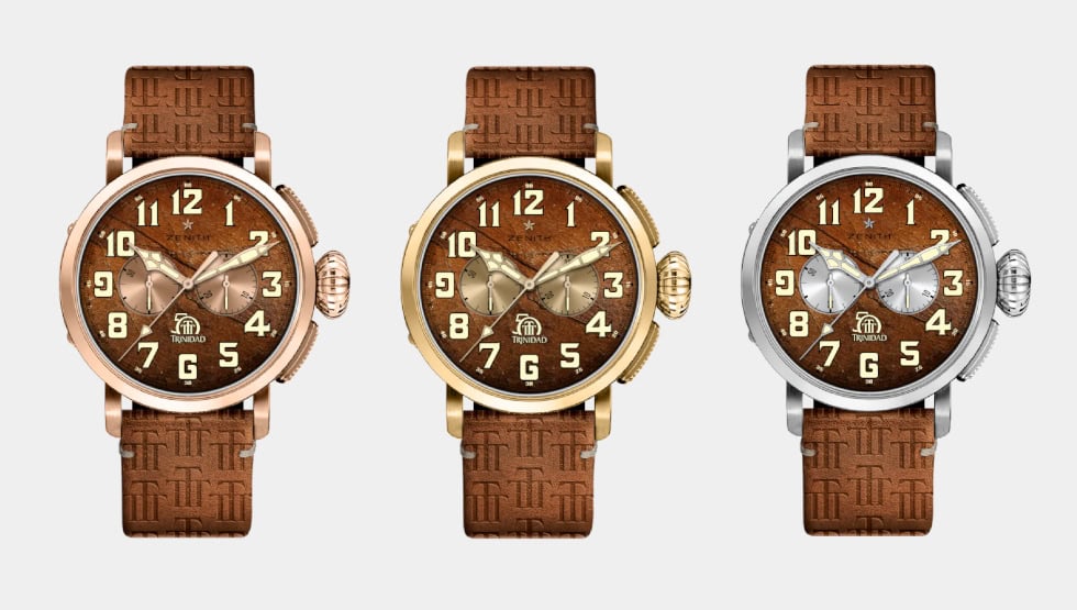 The Zenith Pilot Type 20 Chronograph Trinidad edition in rose, yellow and white gold
